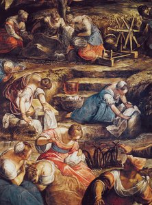 De wonderbaarlijke val van manna (detail) door Jacopo Robusti Tintoretto